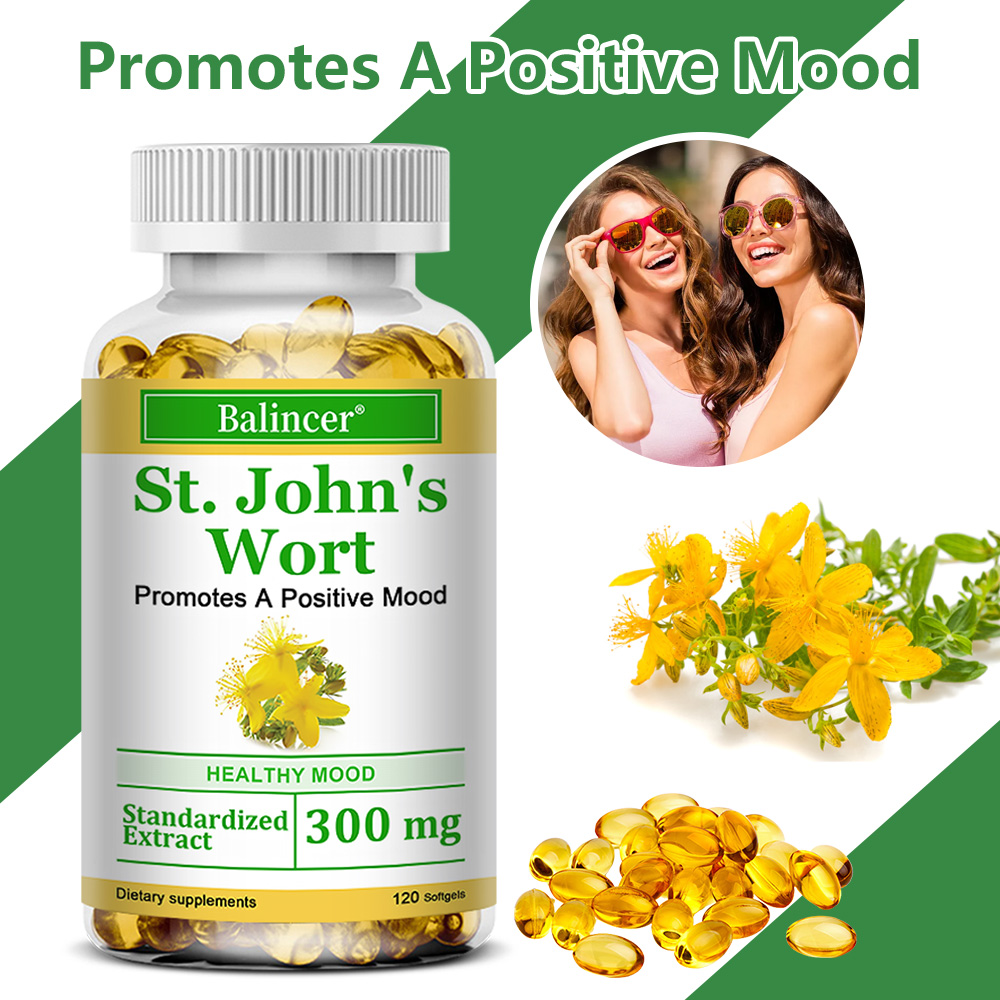 Herbal Wellness Water - แคปซูลสารสกัดจากสมุนไพรเซนต์จอห์นส์เวิร์ต 300 มก. อาหารเสริมสมุนไพรธรรมชาติ ช่วยผ่อนคลายจิตใจ บำรุงอารมณ์ให้ดีขึ้น