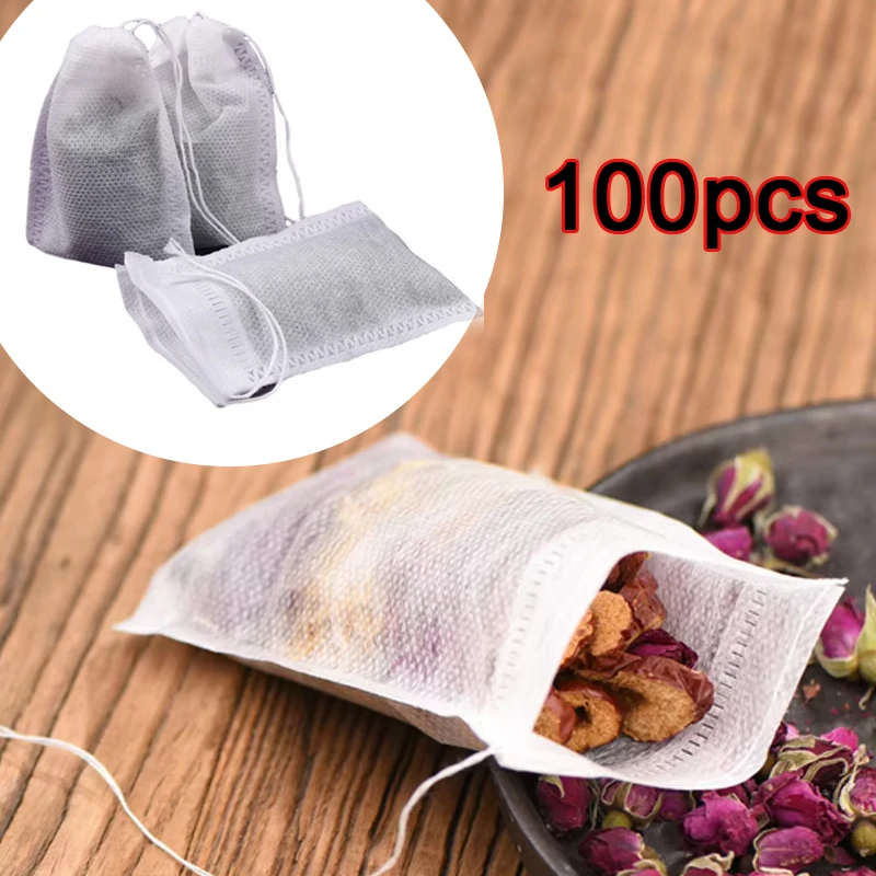 Herbal Wellness Products - 100 ชิ้น Disposable Teabags ผ้าไม่ทอถุงกรองชาสําหรับเครื่องเทศชา Infuser