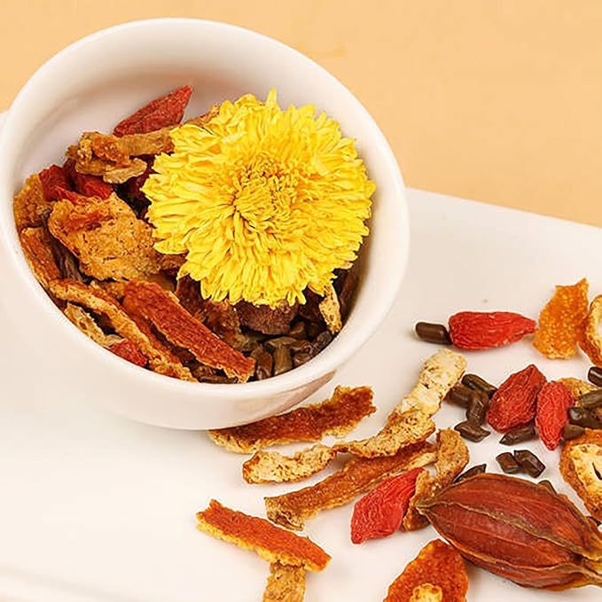 Herbal Wellness Blend - ชาสมุนไพรแดนดิไลออนและโกจิเบอร์รี่ - 50 ซองชา, ผสมผสานจากธรรมชาติพร้อมดอกเบญจมาศและเปลือกส้ม, ชาเพื่อสุขภาพประจำวันปราศจากคาเฟอีน