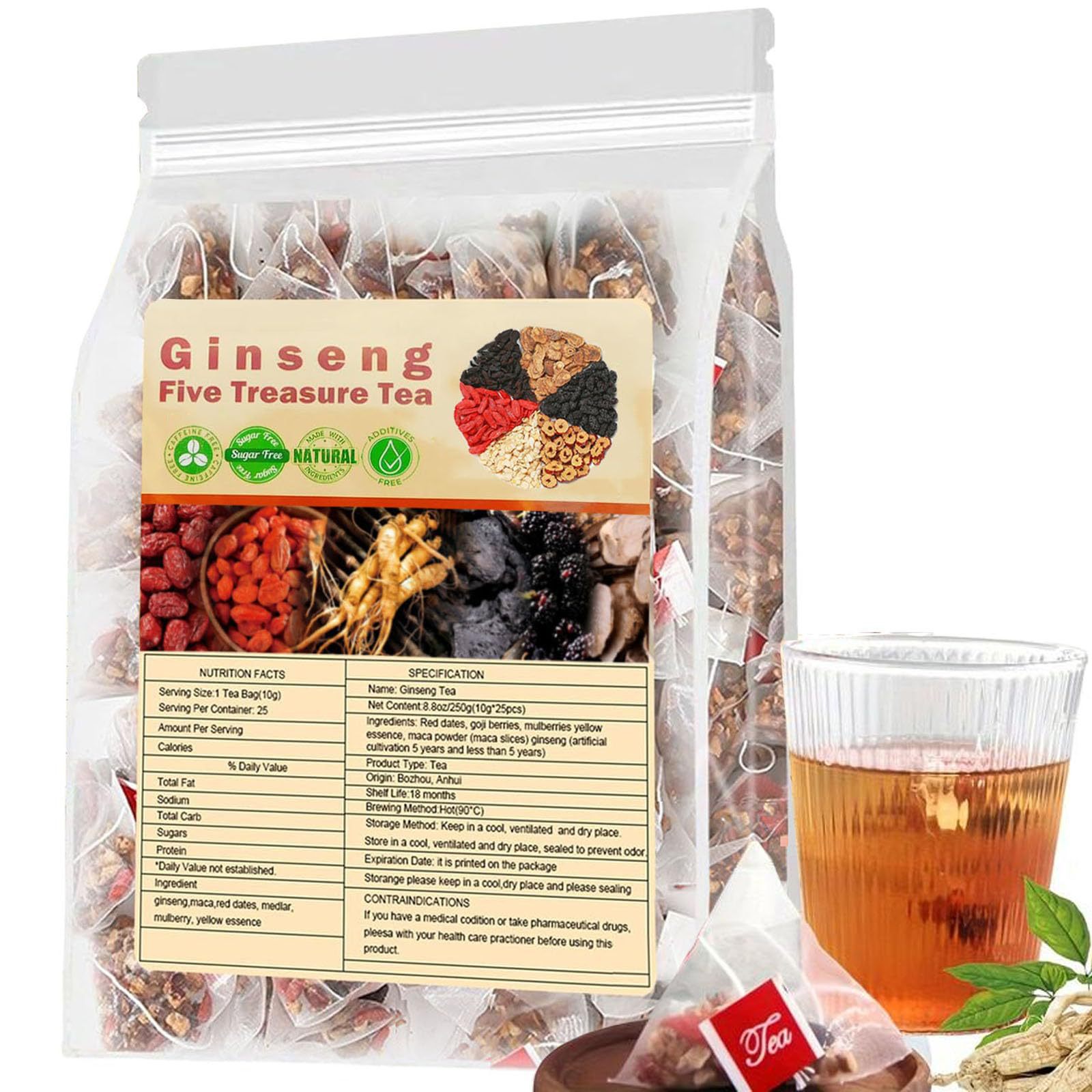 Herbal Wellness Products - ชาโสมห้าสมบัติ ชาบำรุงไต ชาสมุนไพรจีนธรรมชาติ ชาล้างพิษไตสำหรับผู้ชายและผู้หญิง 6 ส่วนผสม