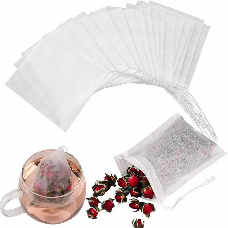 Herbal Wellness Products - 100pcs Disposable Teabags ผ้าไม่ทอถุงกรองชาสําหรับเครื่องเทศชา Draw String